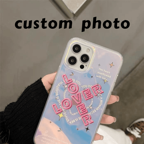 Customize Personalized Premium Colorful Laser iPhone Case, Slim Soft TPU Sparkle Luxury Protective Cover Designed for Apple iPhone - Venucases