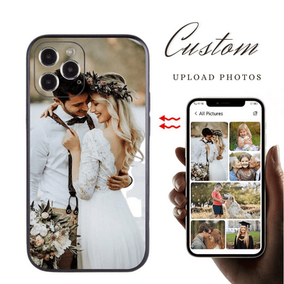 Customize Personalized Premium Tempered Glass Back Cover Case, Silicone Bumper Frame Shockproof Anti-Scratch Cover Case for Apple iPhone - Venucases
