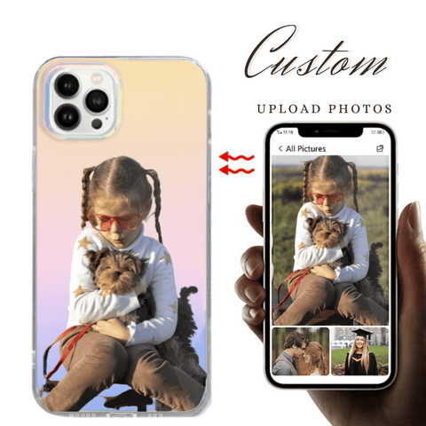 Customize Personalized Premium Colorful Laser iPhone Case, Slim Soft TPU Sparkle Luxury Protective Cover Designed for Apple iPhone - Venucases
